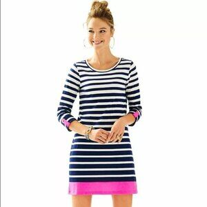 Lilly Pulitzer Linden T shirt stripe dress 100% pima cotton women's size XS